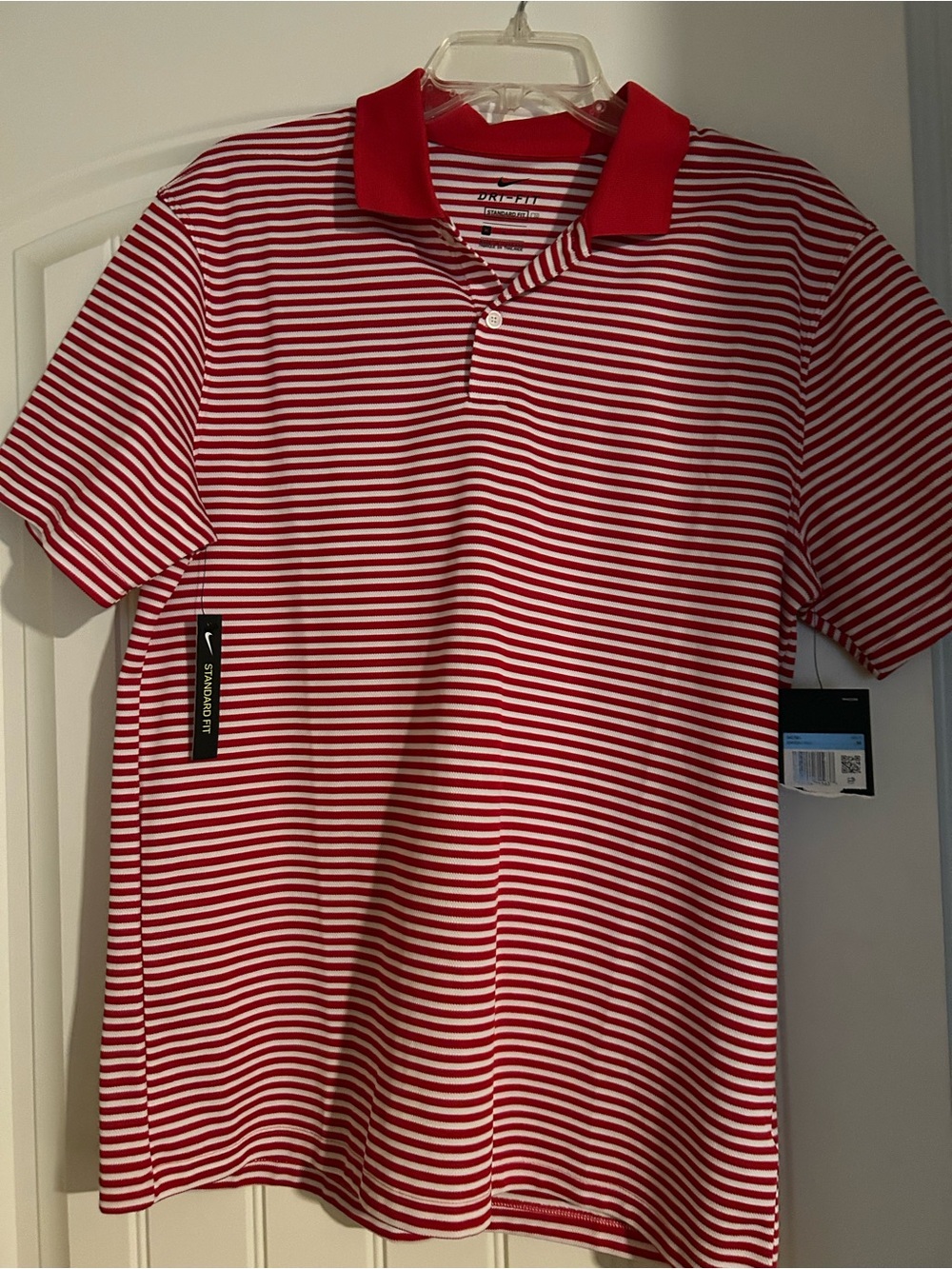 Men's Nike Golf Red & White Striped Polo Shirt - Classic Casual